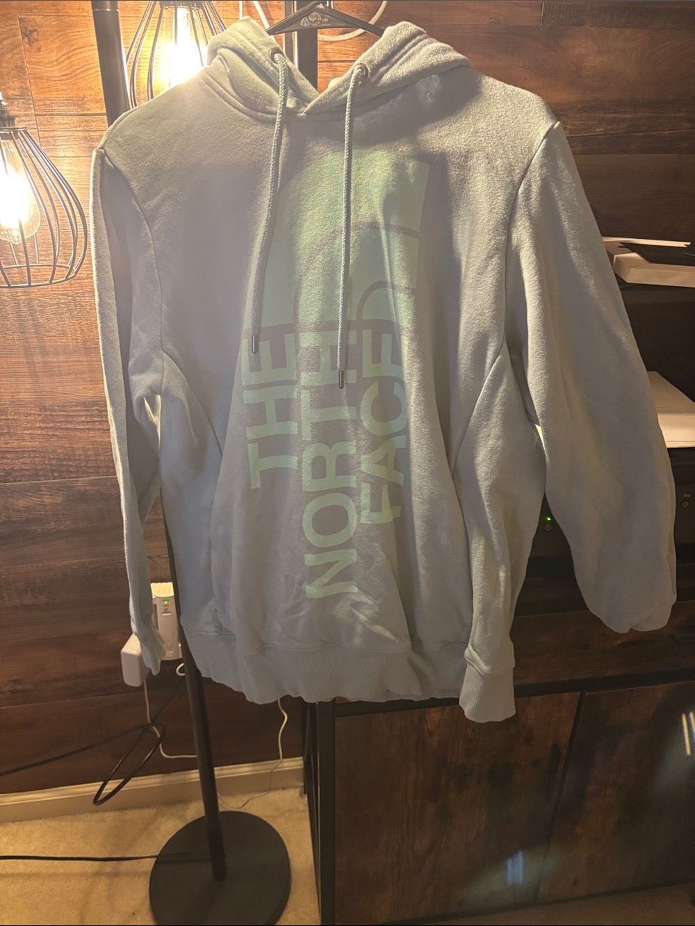 The North Face Hoodie Sweater in Pale Blue with Large Logo
